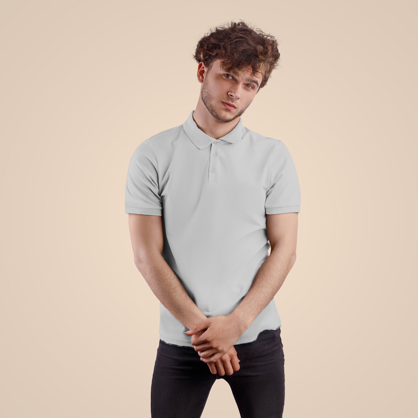 Gray Polo Neck T-shirt