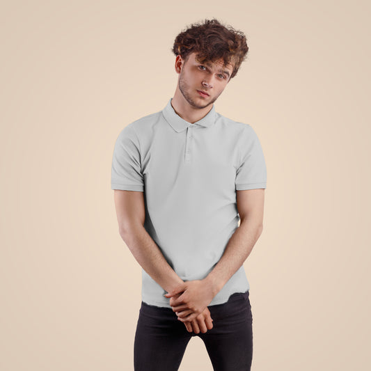 Gray Polo Neck T-shirt