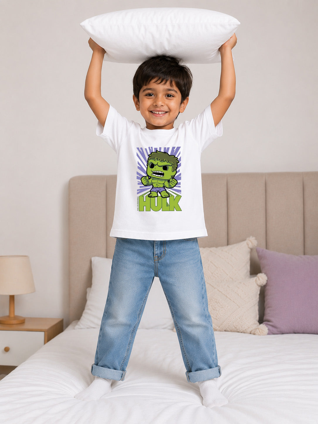 HULK UNISEX WHITE KIDS T-SHIRT