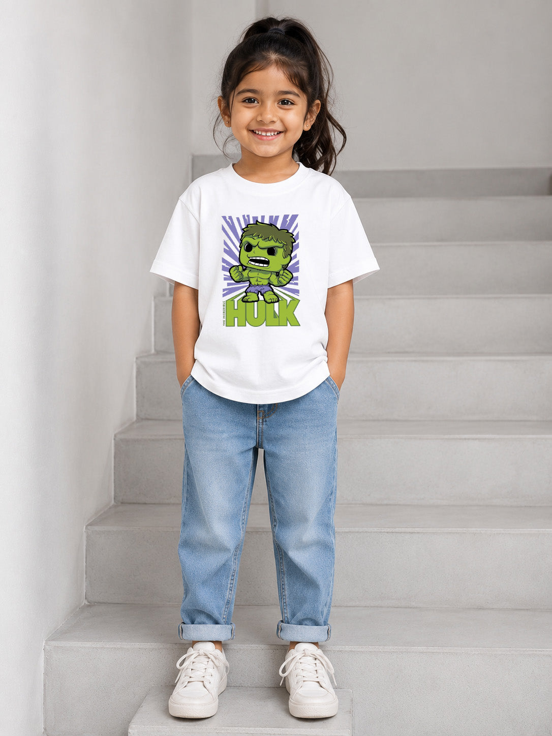 HULK UNISEX WHITE KIDS T-SHIRT