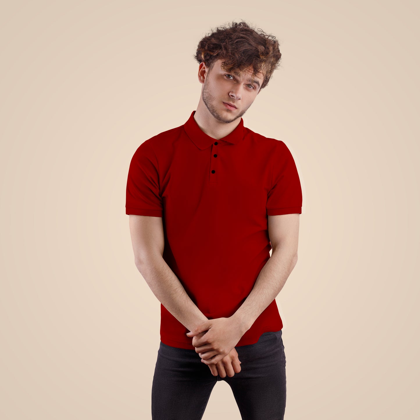 Maroon Polo Neck T-shirt
