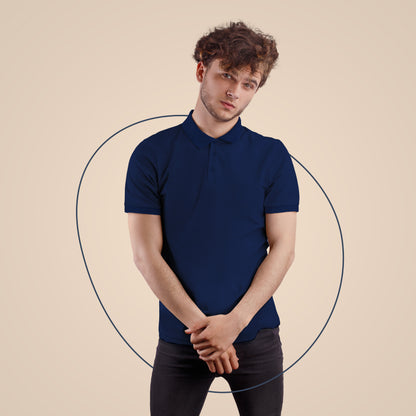 Navy-Blue Polo Neck T-shirt