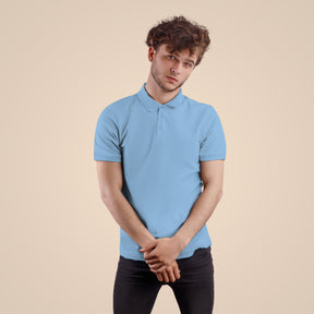 Sky-Blue Polo Neck T-shirt