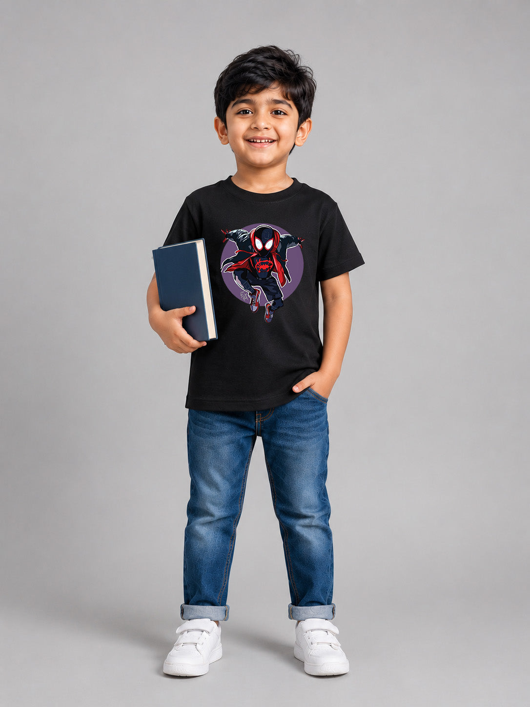 SpiderMan UNISEX BLACK KIDS T-SHIRT