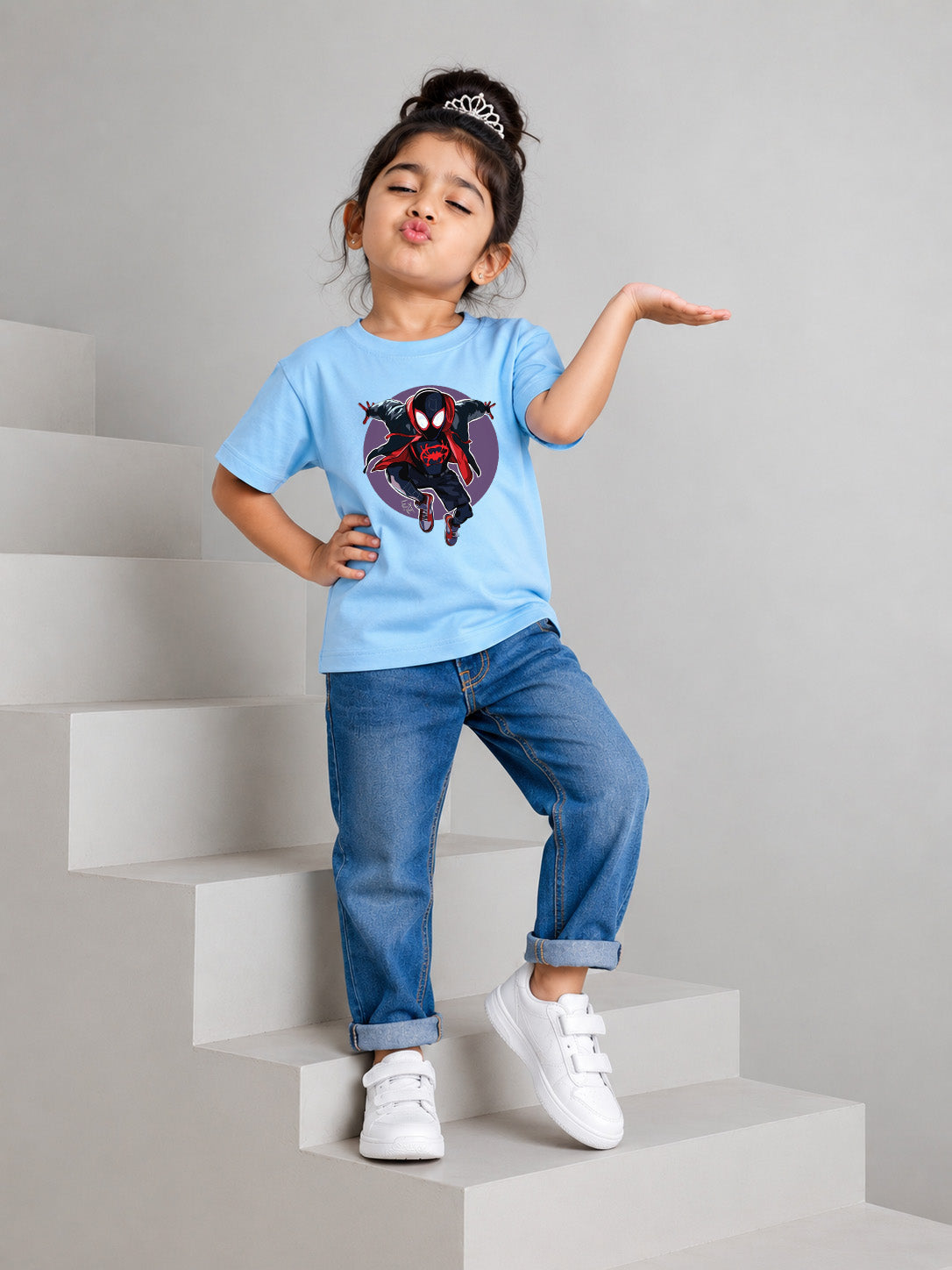 SpiderMan UNISEX SKY-BLUE KIDS T-SHIRT