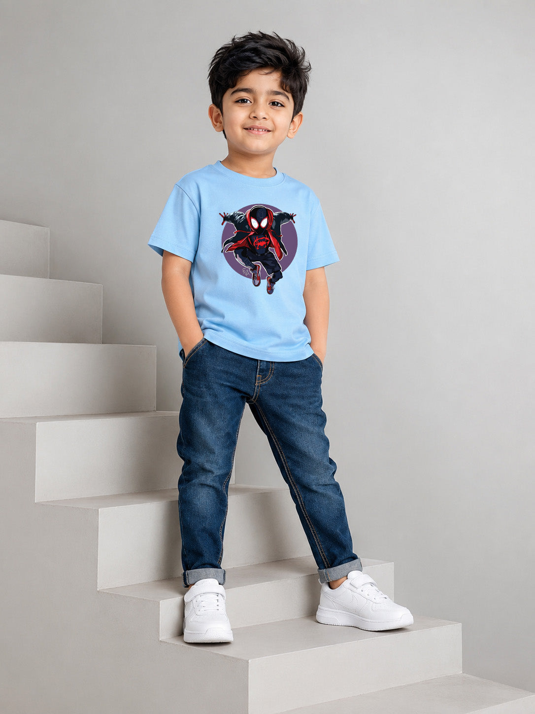 SpiderMan UNISEX SKY-BLUE KIDS T-SHIRT